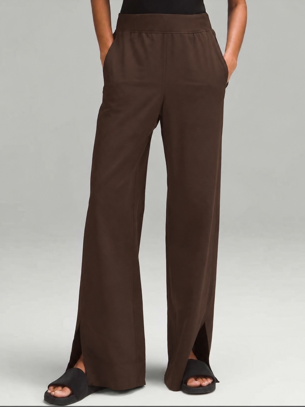 Lululemon Stretch Woven Wide-Leg High-Rise Pant Espresso Brown Size M LW5FF3S